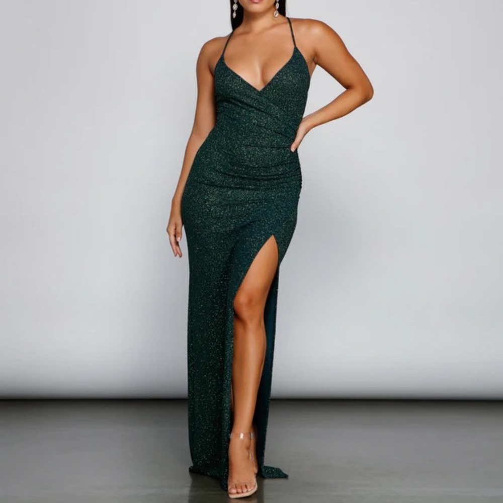 Leann Formal High Slit Glitter Dress